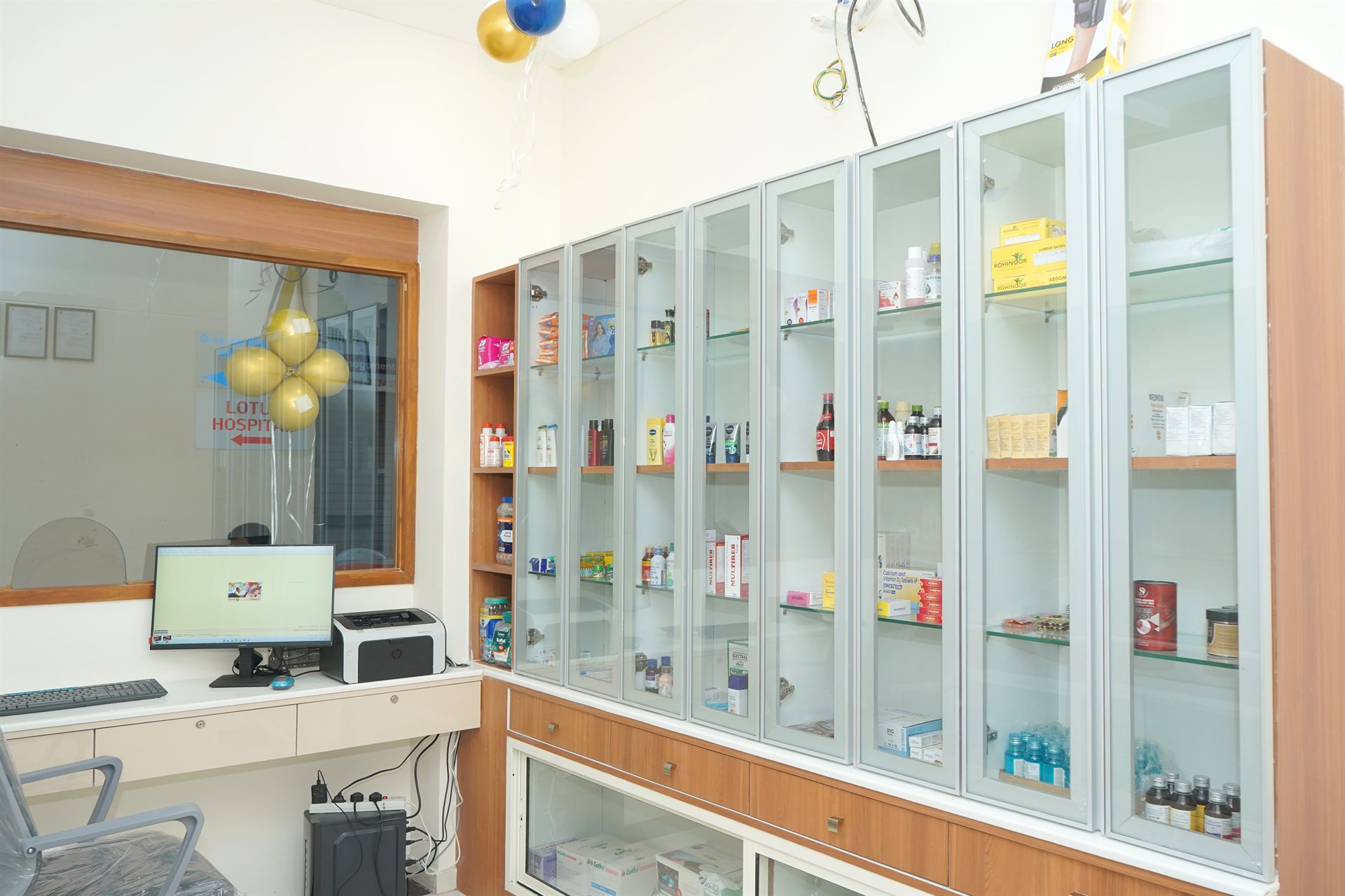 In-hospital pharmacy counter at Lotus Hospital